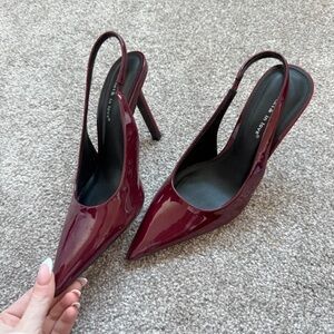 SHEIN Burgundy Patent Slingback Heels